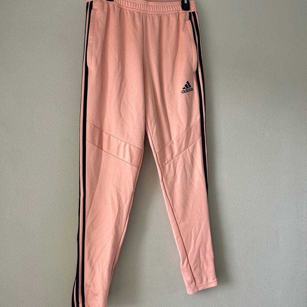 adidas Pink Joggers with Black Side Stripes